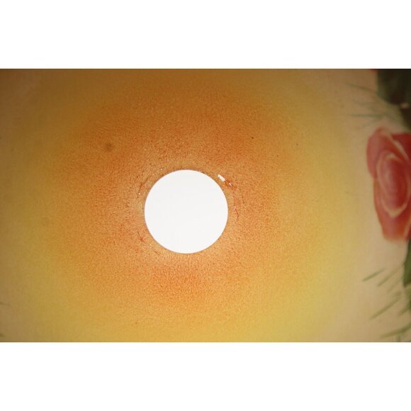 Vtg Reverse Painted Roses Glass Shade ONLY Fluted Bell Shape Victorian Garden - Picture 9 of 10